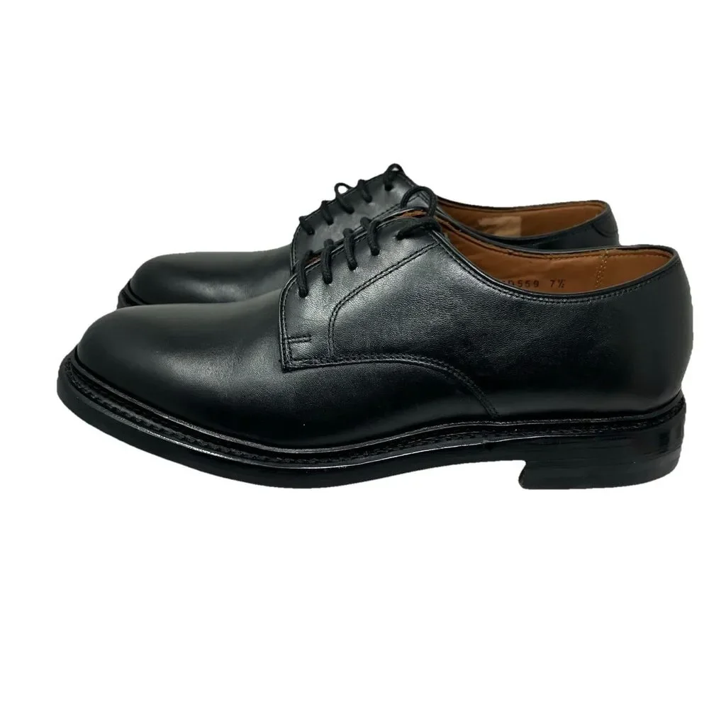 J.Crew‎ Ludlow Mens 7.5 Black Leather Derby Shoes Old Money Preppy Euro Summer